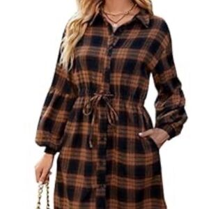 Plaid Long Sleeve Dress